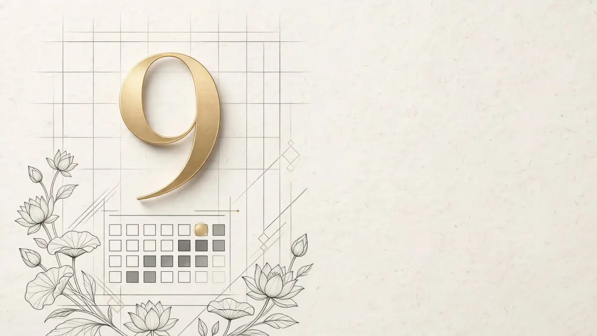 Editorial visual representing Birth Number 9