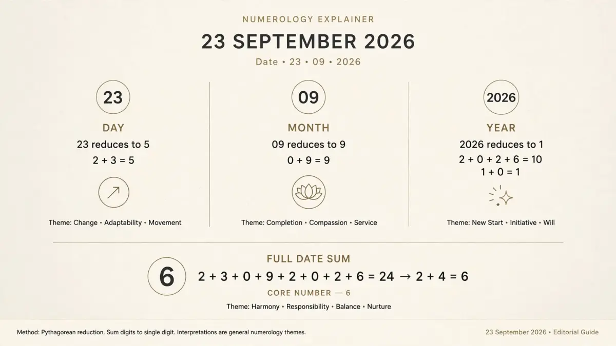 Explainer diagram for numerology 23 September 2026